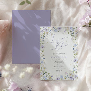 Love In Bloom Floral Purple Green Bridal Show Invitation