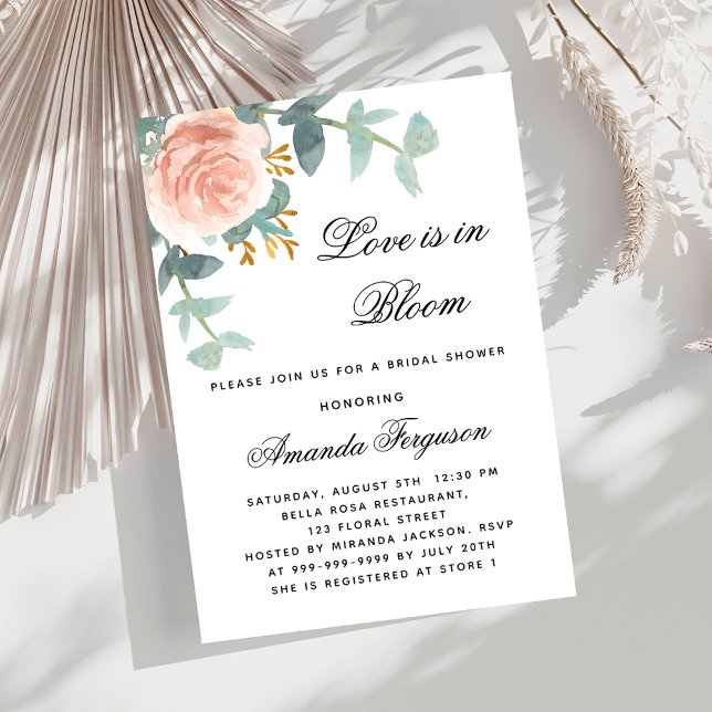 Love in bloom floral rose gold Bridal Shower Invitation (Creator Uploaded)