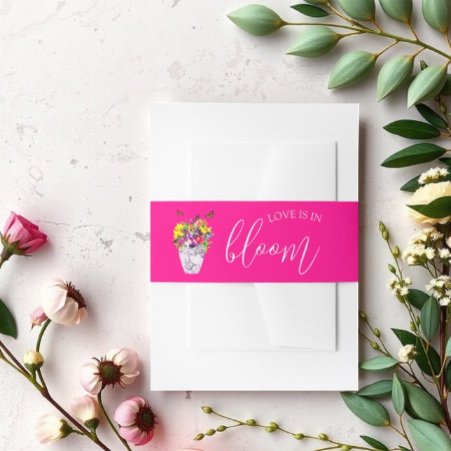 Love In Bloom Floral Wedding Invitation Belly Band (Creator Uploaded)