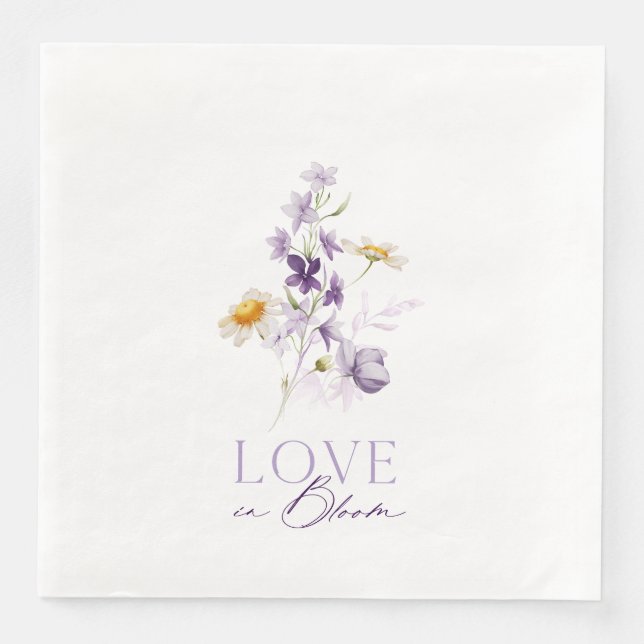 Love in Bloom Floral Wedding Paper Napkins (Front)