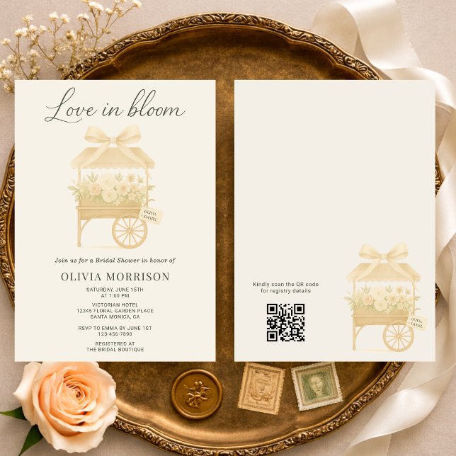Love in Bloom Flower Market QR Code Bridal Shower Invitation (Creator Uploaded)