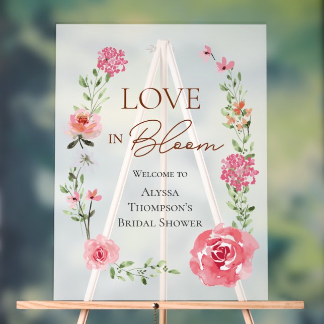 Love in Bloom Flowers Bridal Shower Welcome Sign (Neutral)