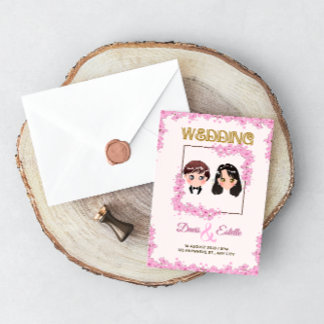 Love in Bloom: Kawaii Cherry Blossom Wedding Invitation