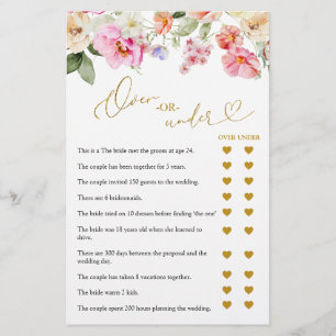 Love In Bloom Over or Under Games Card