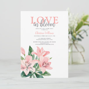 Love in Bloom Pink Floral Bridal Shower Invitation