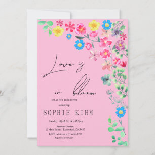 Love In Bloom Pink Floral Bridal Shower Invitation
