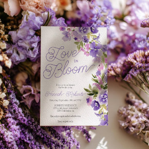 Love in bloom purple wildflowers bridal shower invitation