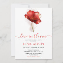 Love in Bloom Red Floral Bridal Shower Invitation