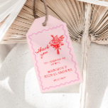 Love in Bloom Red Pink Bridal Shower Welcome Gift Tags<br><div class="desc">Celebrate the upcoming nuptials of your favourite bride-to-be in style with our quirky and whimsical bridal shower thank you tag! This design features a beautiful hand-drawn flower bouquet in a fun and playful style, accompanied by a casual, handwritten font that perfectly captures the excitement and joy of the occasion. The...</div>