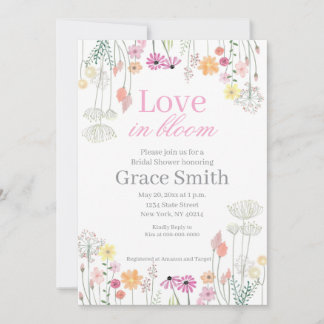 Love in Bloom | Romantic Wildflower Bridal Shower  Invitation