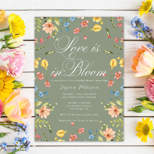 Love In Bloom Sage Green Bridal Shower  Invitation