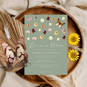Love In Bloom Sage Green Wildflower Bridal Shower Invitation