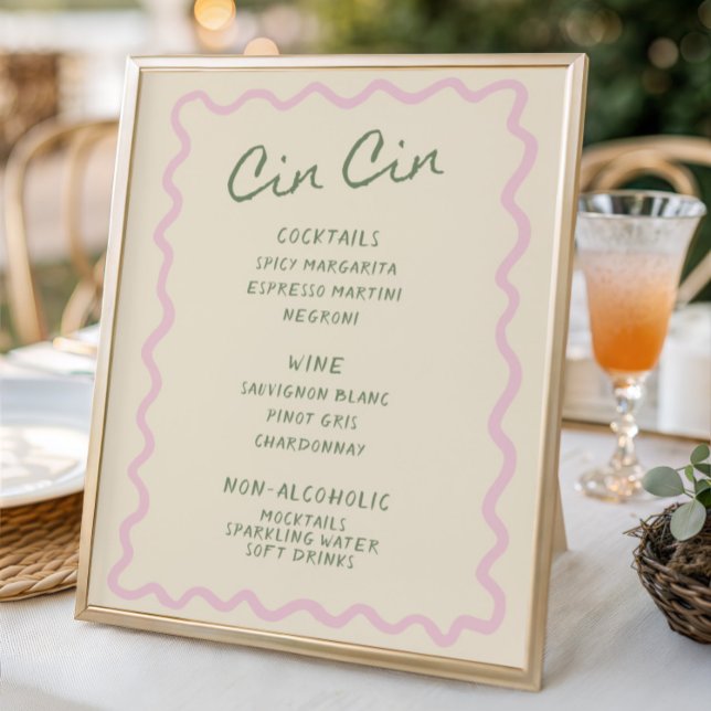 Love in Bloom Sage Pink Cin Cin Bar Menu Poster (Creator Uploaded)