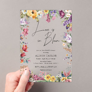 Love In Bloom Spring Floral Bridal Shower Acrylic Invitations