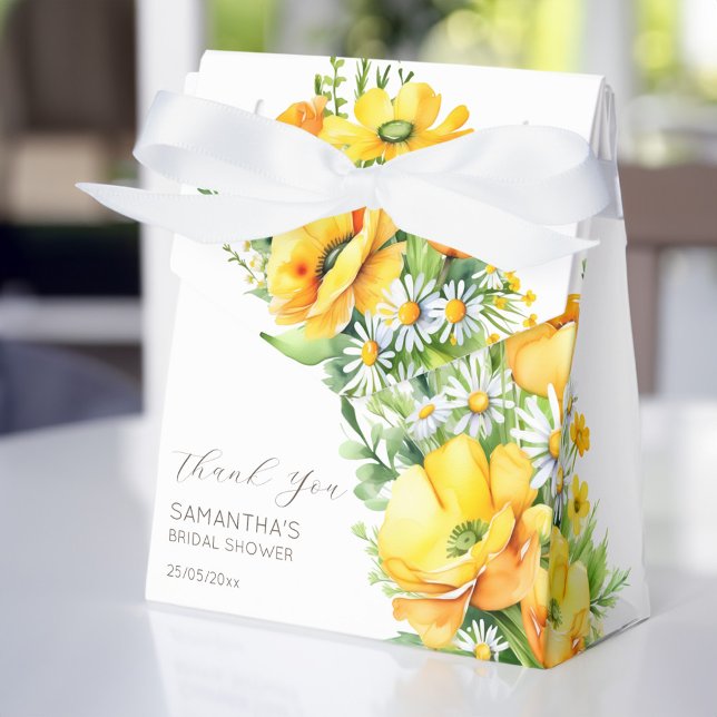Love in bloom spring summer bridal shower favour box (Love in bloom spring summer bridal shower favor box bridal shower favors yellow wild daisy buttercup)