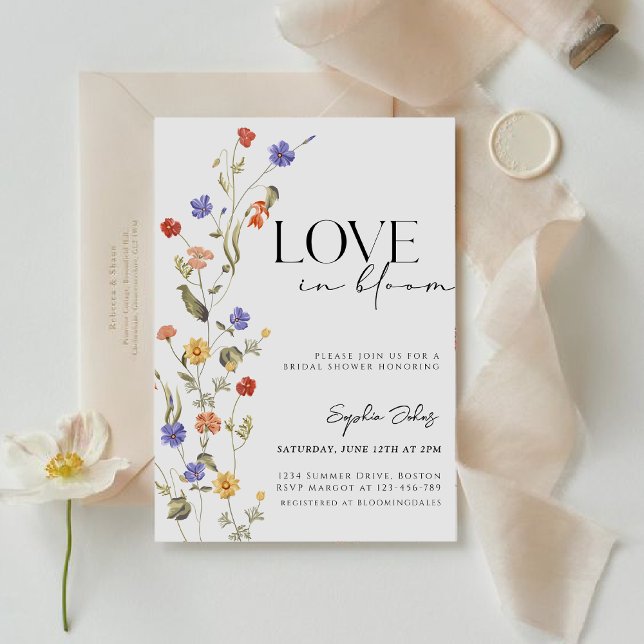 Love In Bloom Spring wildflower Bridal Shower Invitation (Creator Uploaded)