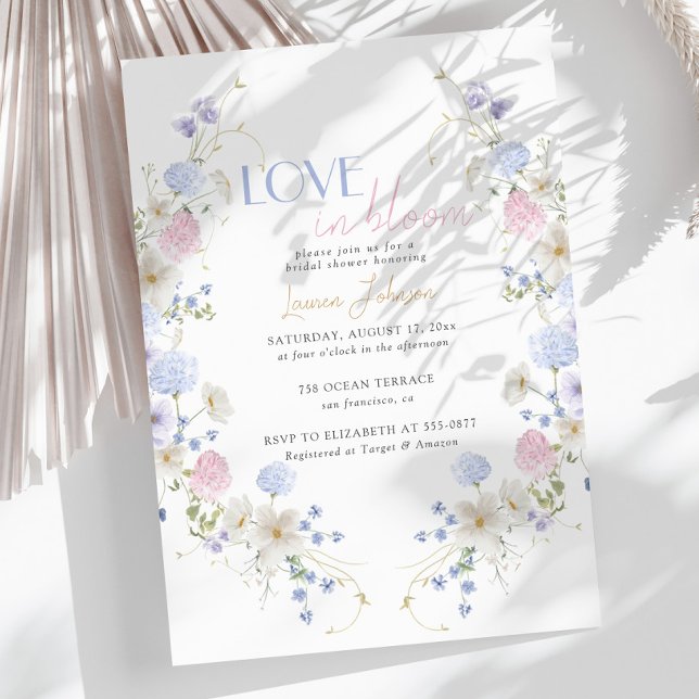 Love in Bloom Spring Wildflowers Bridal Shower Invitation (Creator Uploaded)