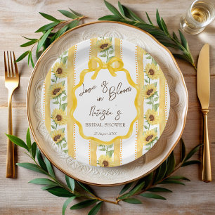 Love in bloom sunflowers bridal shower monogrammed paper plate