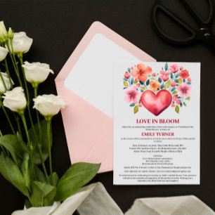 Love In Bloom Valentine Theme Bridal Shower Invitation