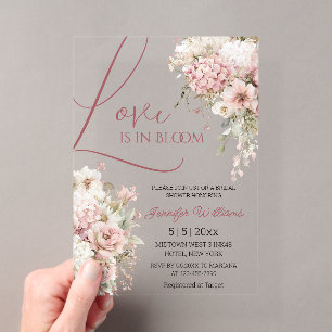 love in bloom watercolor floral bridal shower  acrylic invitations