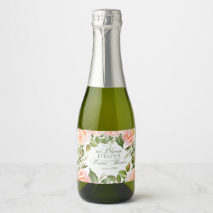 Love in Bloom Watercolor Roses Bridal Shower Sparkling Wine Label