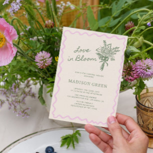 Love in Bloom Whimsical Handwritten Bridal Shower Invitation