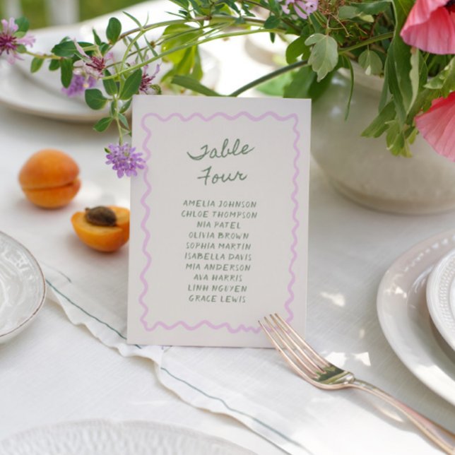 Love in Bloom Whimsical Handwritten Table 4 Card (Creator Uploaded)