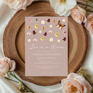 Love In Bloom Wildflower Boho Beige  Bridal Shower Invitation