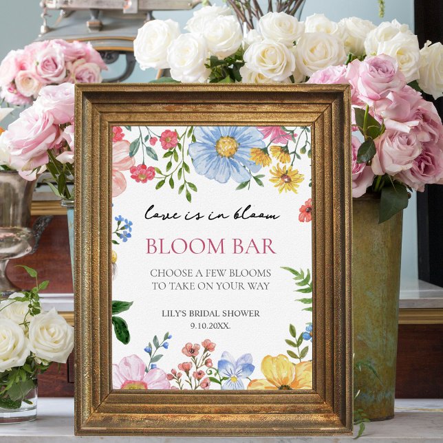 Love in Bloom Wildflower Bridal Shower Bloom Bar Poster (love is in bloom bloom flower bar sign)