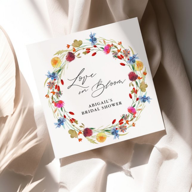 Love in Bloom Wildflower Bridal Shower Custom Napkin (Creator Uploaded)