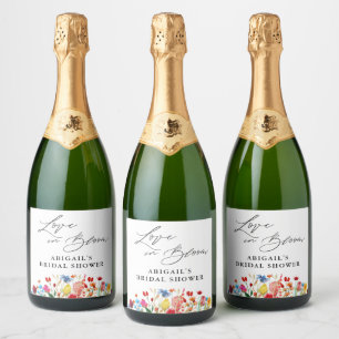 Love in Bloom Wildflower Bridal Shower Favour Sparkling Wine Label