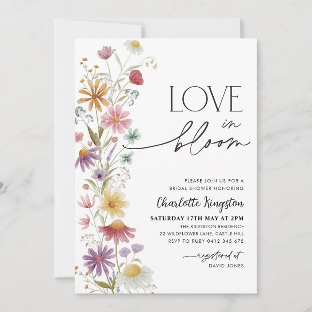 Love In Bloom Wildflower Bridal Shower Floral  Invitation (Front)