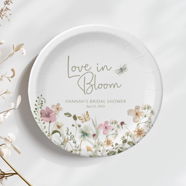 Love in Bloom Wildflower Bridal Shower Paper Plate (Creator Uploaded)