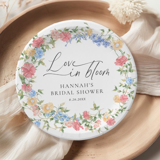 Love in Bloom Wildflower Bridal Shower Paper Plate (Creator Uploaded)