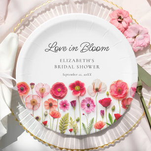 Love in Bloom Wildflower Bridal Shower Paper Plate