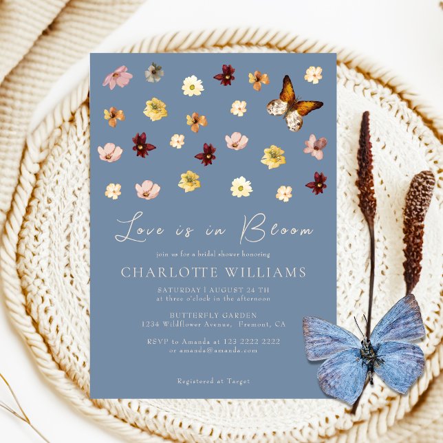 Love In Bloom Wildflower Dusty Blue Bridal Shower Invitation (Creator Uploaded)