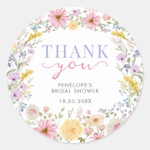 Love in Bloom: Wildflower Garden Bridal Shower Classic Round Sticker
