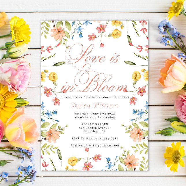Love In Bloom Wildflower Peach Bridal Shower  Invitation (Creator Uploaded)