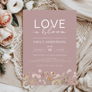 Love in Bloom Wildflower Pink Bridal Shower Invitation