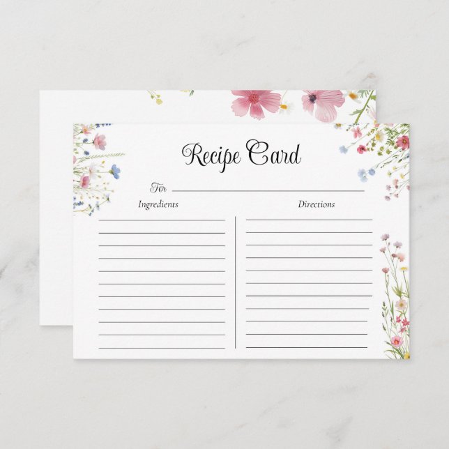 Love in Bloom Wildflower Recipe Cards (Front/Back)