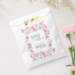 Love In Bloom Wildflower Ruby Rose Bridal Shower Favour Bags