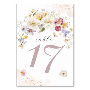 Love in bloom Wildflower Rustic Bridal Shower Table Number