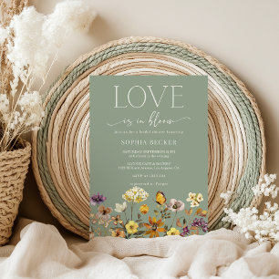 Love in Bloom Wildflower Sage Green Bridal Shower  Invitation