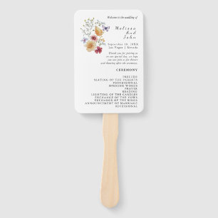Love In Bloom Wildflower Wedding Program Hand Fan