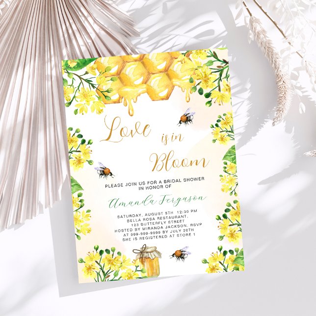 Love in Bloom yellow bees Bridal Shower invitation (Creator Uploaded)