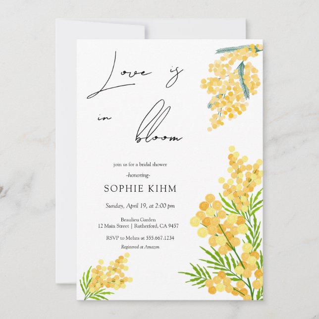 Love In Bloom Yellow Floral Bridal Shower  Invitation (Front)