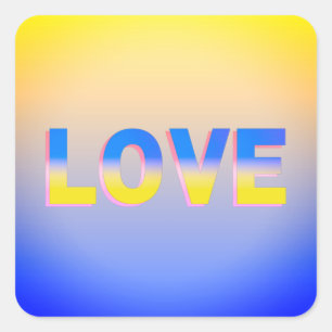 LOVE in Blue and Yellow LOVE for Ukraine Ukrainian Square Sticker