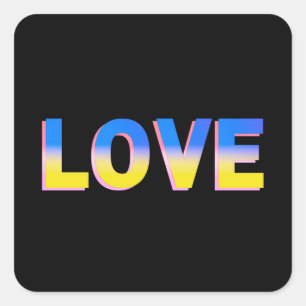 LOVE in Blue & Yellow on Black Stand with Ukraine Square Sticker