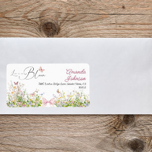 Love in Boom Wildflower Bow Bridal Shower Address Label