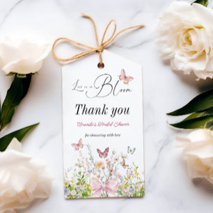 Love in Boom Wildflower Pink Bow Bridal Shower Gift Tags